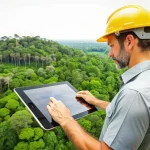 Engenheiro Florestal analizando floresta