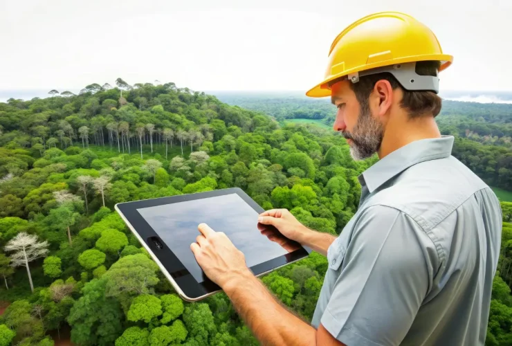 Engenheiro Florestal analizando floresta